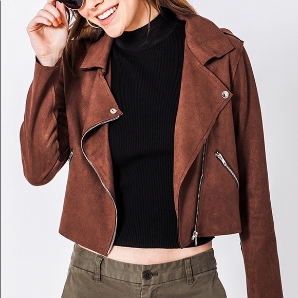 ♦️Brown Suede Moto Jacket - Picture 2 of 8